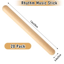 LDHHYH 10 Pairs (20 Pack) Classical Wood Claves Percussion Instrument, 8 Inch Hardwood Musical Rhythm Sticks, Music Lummi Wood Sticks Claves Musical Instrument for Music Parties Musical Education