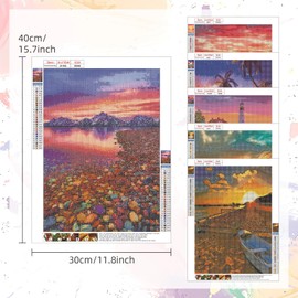 ZOBGOWE 6 Pack Diamond Painting Kits for Adults, Sunset Beach Diamond Art Kits for Beginners DIY Home Decoration and Gift, 30x40cm
