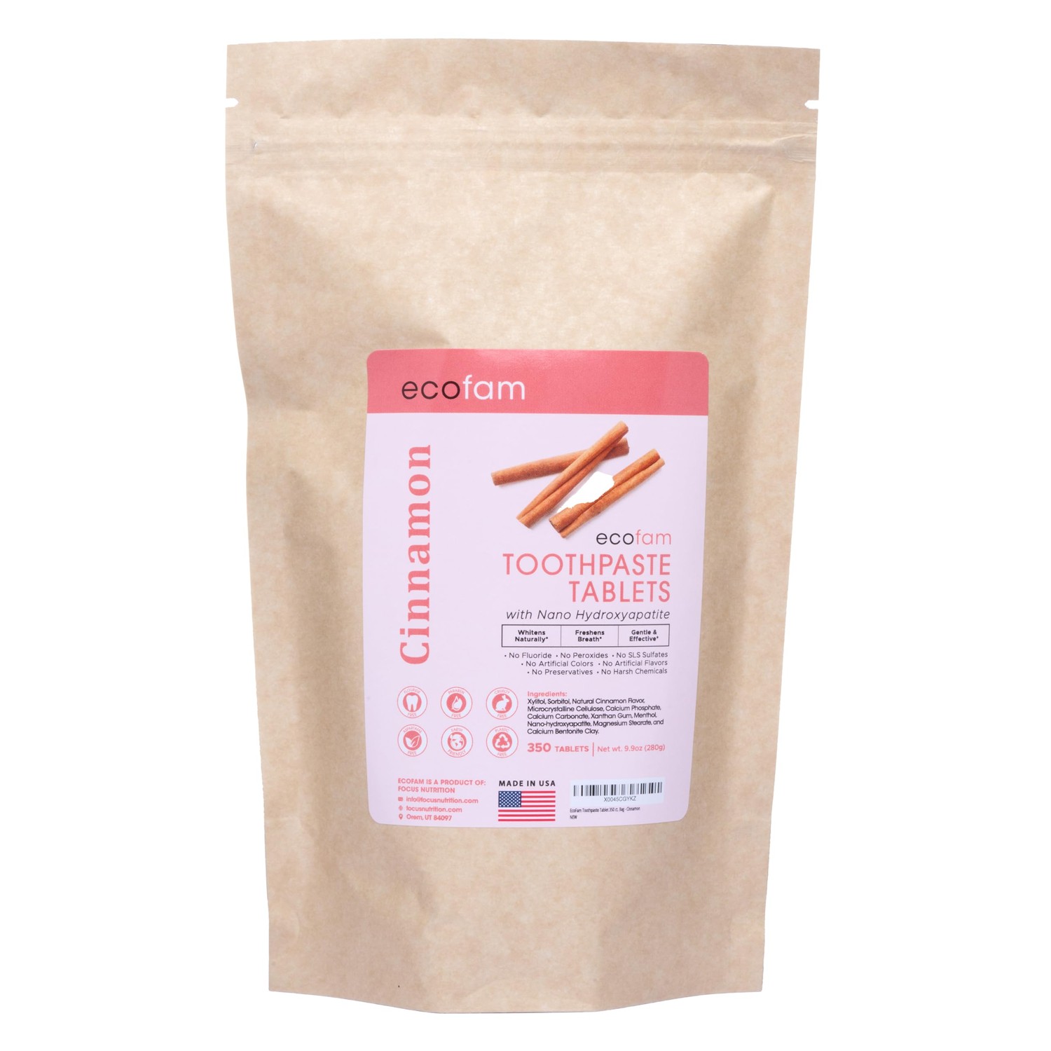 Ecofam Toothpaste Tablets Cinnamon Chewable Toothpaste Tablets For