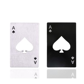 Gadgetime USA 2 piece set black and Silver Poker Card Beer Bottle Opener, Poker Card Cap Opener For Beer, Soda, Bottles