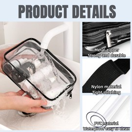 3 Piezas Neceser Transparente, Bolso de Aseo para Hombre y Mujer PVC Impermeable con Cremallera, Bolsa de Viaje Organizador para Cosmético, Baño