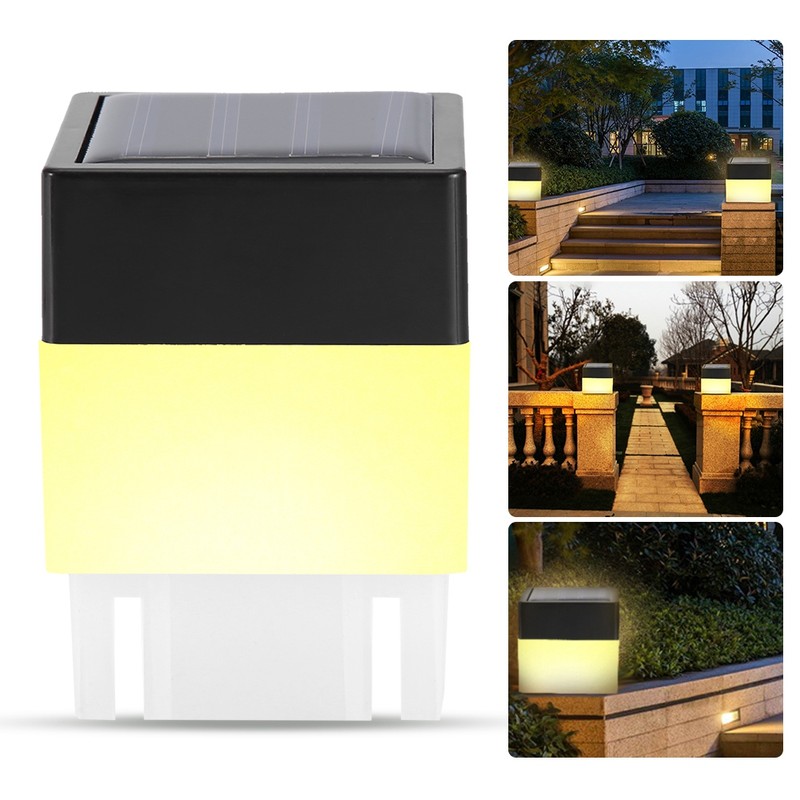 Solar Powered LED Square Warm White Light for Garden Fence