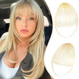 Leterly Clip in Bangs,Bangs Hair Clip for Women Wispy Bangs Fringe with Temples Hairpieces Fake Bangs Hair Extensions for Daily Wearr Bleach Blonde