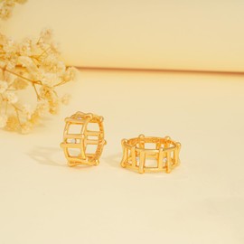 Jenosy 14K Gold-Plated Link Cubic Zirconia Ring, Gold, Women's Hypoallergenic Rings for Women and Girls, Size 6-8, Non-precious metal