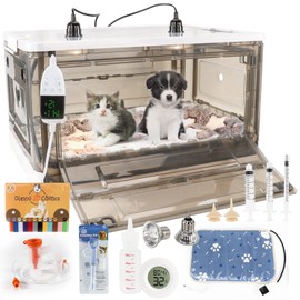 HKDQ Puppy Incubator with Heating - 2025 New Puppy Incubators, Temperature Control, Incubator for Puppies with Heating Mat (85L)