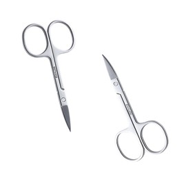 2 pcs Nail & Cuticle Scissors Set: Stainless Steel| Curved Blade Scissors for Precise Manicure Pedicure | Easy Grip |Perfect for Eyebrow, Toenail & Skin| Men & Women | Home or Professional Use