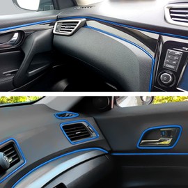 Car Interior Trim Strips - 32.8ft /10M Universal Car Gap Fillers Automobile Molding Line Decorative Accessories DIY Flexible Strip Garnish Accessory Including Installing Tool (2PCS 16.4ft Blue)