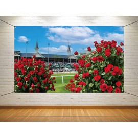Nepnuser Kentucky Derby Photo Booth Backdrop Churchill Downs Horse Racing Party Decoration Run for The Roses Indoor Outdoor Wall Decor (7×5ft)