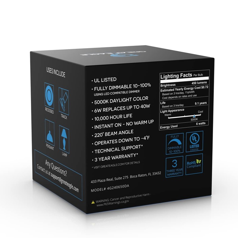 Great Eagle Lighting Corporation 40W GU24 LED Light Bulb, Dimmable,