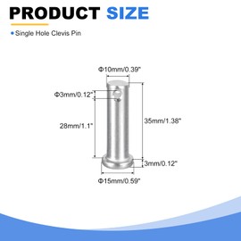 uxcell 2Pcs 3/8" x 1-3/8" Single Hole Clevis Pins, 304 Stainless Steel Flat Head Clevis Pins Hitch Pin for Trailer Latch, Mechanics Repair, Furniture Installation, Industrial Equipment