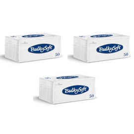 BulkySoft Napkins, 1/8 Folded, 2 Ply, 33x33cm. Made from Pure Cellulose (3 x 50 Napkins)