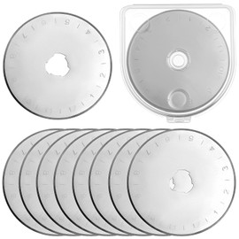 QWORK® 10 Stück Rollschneider Ersatzklingen 45mm - Hochwertiger SKS-7 Stahl, Pflaumenblütenloch - inkl. Aufbewahrungsbox