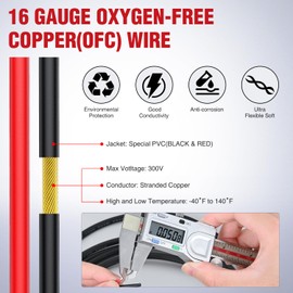 Nilight 30FT 16AWG Oxygen-Free Copper Wire Red Black Electrical Wire Stranded PVC Cord 2 Conductor Parallel 300V DC Flexible Extension Cords for LED Strips Lamps Lighting
