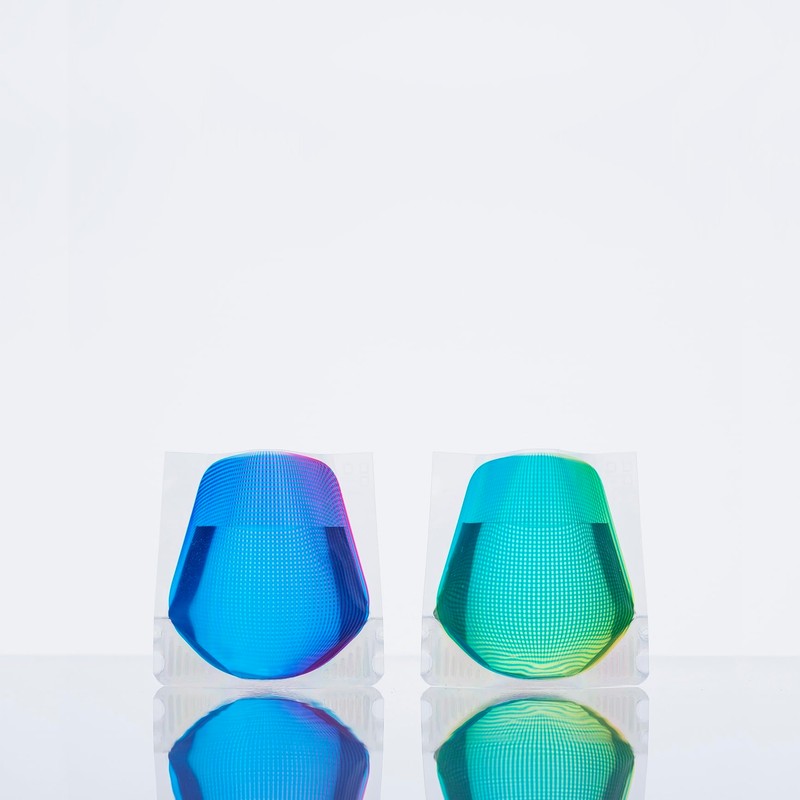 D-BROS公式 FLOWER VASE フラワーベース／ショートサイズ (ブルー＆グリーン, ショートサイズ)