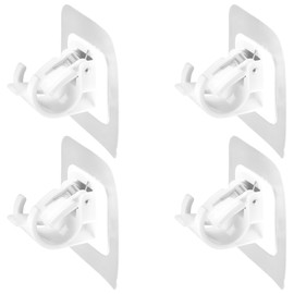 Thyonta 4 PCS Curtain Rod Hooks Curtain Rod Clip Holder Fixer No Hole Punch Sticky Bracket Clip Crossbar Curtain Telescopic Rod Sticky Hooks （White）