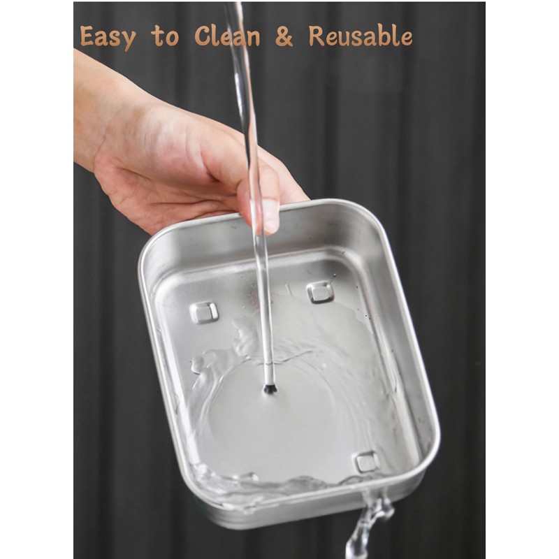 4 Pieces Stainless Steel Food Storage Containers with Clear Lid,