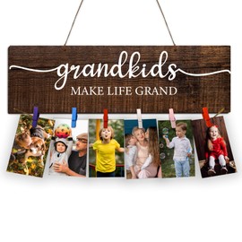 Zhuper Mothers Day Gifts for Grandma From Grandkids,First Time Grandma Gifts,Grandkids Make Life Grand Brag Board,Nana Granny Picture Frame Photo Board