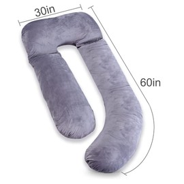 AS AWESLING 60 Inch Full Body Pillow Velvet Pillowcase, 60 Inch Detachable Pregnancy Pillows Cover, Replacement Pillowcase with Velvet Fabric (Grey)