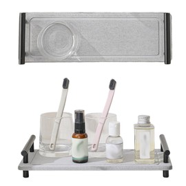 Bathroom Tray, Decorative Tray Oblong, Decorative Tray, Drainage Mat, Made of Diatomaceous Earth, Quick-Drying, Easy to Clean, for Kitchen Taps, Bathroom Sinks, Washbasins (31 x 10 x 5.5 cm)