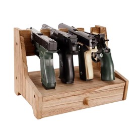 4 Wooden Handgun Rack with Drawers, Paulownia Wood Model Gun Display Stand Stand (4 Pieces)