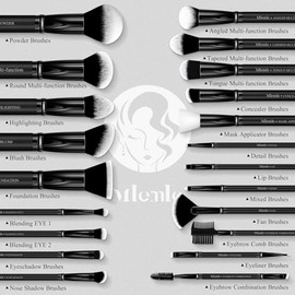 Juego de Brochas de Maquillaje, Mlemle Profesional 26 Piezas Kit de Maquillaje, Incluye Polvo Base Correctores Rubor Sombras de Ojos Cejas 21 Piezas B