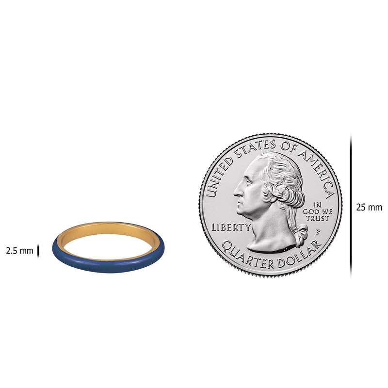 JULIETTE COLLECTION Gold Plated Navy Blue Enamel Stackable Fashion Ring