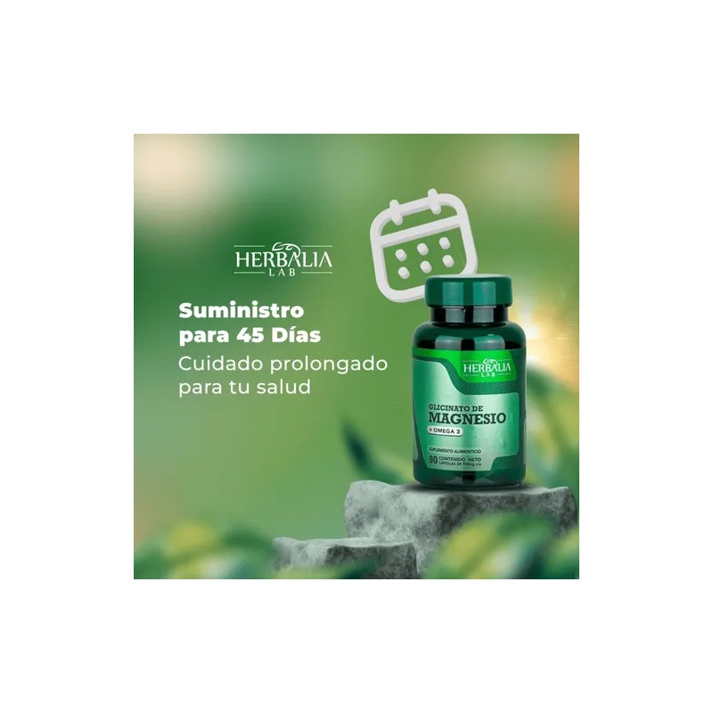 Glicinato de Magnesio 400mg Magnesio Glicinato + Omega 3 Fórmula
