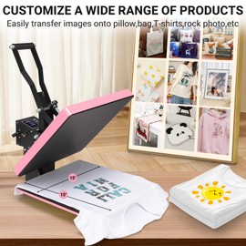 AKEYDIY Heat Press, 15x15 Slide Out Heat Press Machine for T Shirts, Digital Clamshell Heat Transfer Machine for Sublimation, Industrial Shirt Printer for Canvas, Pillows, Coasters, Puzzles (Pink)