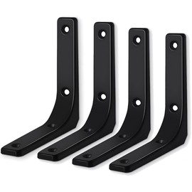 ZiYuya 4PCS Shelf Bracket, Right Angle Corner Brackets Heavy Duty Shelf Support L Bracket for Shelf, Wall Corner Hanging Brace Angle Shelving Shelf Brackets (Black, 3 Inch)
