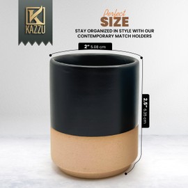 Kazzu Ceramic Match Holder with Striker - Unique Handmade Matches Holder Match Jar, Matches Sold Separately