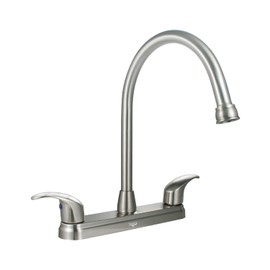 COMVIDA 2 Handle Kitchen Faucet, High Arc Swivel Spout Stainless Steel Kitchen Sink Faucet, Modern Commercial Brushed Nickel 3 Hole Kitchen Faucet Solid Brass, CV-80100-2