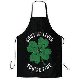 CIAIDU St Patrick's Day Apron, Stocking Stuffers Shut Up Liver You're Fine Bib Apron with Adjustable Neck for Men Women, Suitable for Home Kitchen Cooking Waitress Chef Grill Bistro Baking Apron