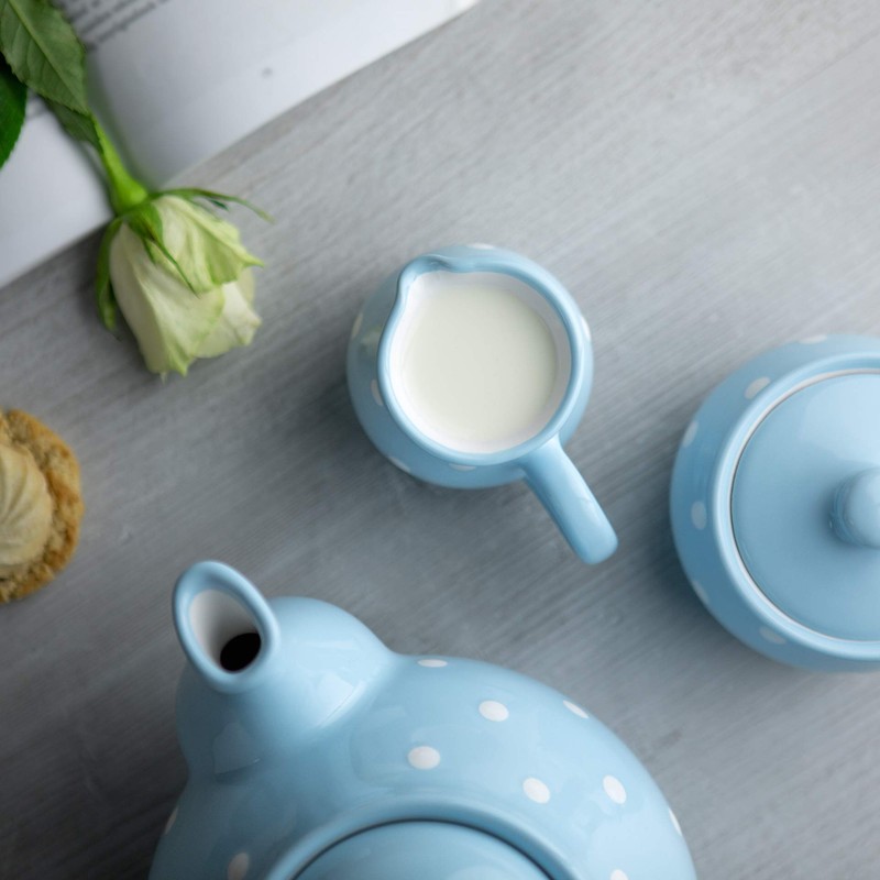 City to Cottage® - Keramik Milchkännchen | Hellblau und Weiß
