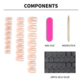 GWPOP Press on Nails Strips Set, 24pcs gel nail strips short fake nails for women, Long lasting, Salon-Quality, Easy to apply and remove