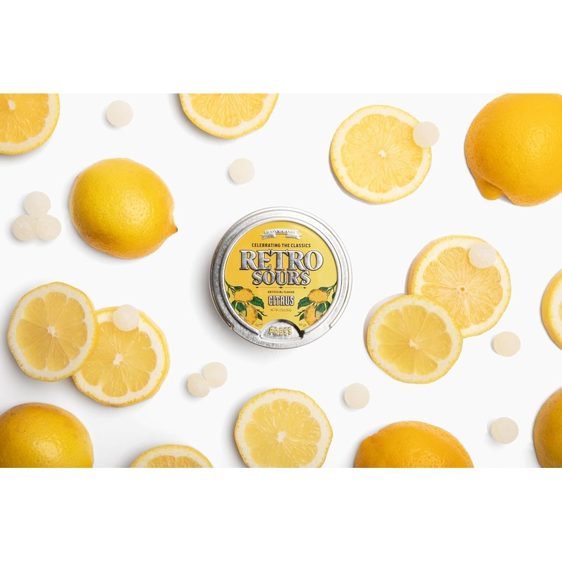 Retro Sours Hard Tangy Candy 4ct Citrus Flavored Tins 8.48oz
