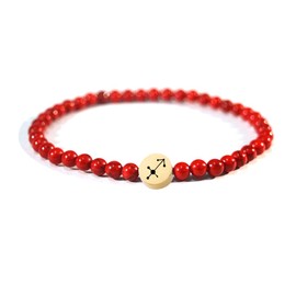 SIPELATY 4MM Mini Gemstone Energy Star Sign Constellation Bracelet with 18K Gold Plated Charm Zodiac Bracelet for Women Sagittarius