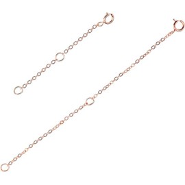 2Pcs Necklace Extension Chain S925 Sterling Silver Necklace Extender Adjustable Accessories for DIY Jewellery Making Necklace Bracelet Jewelry Making Women Men (Rose Gold)