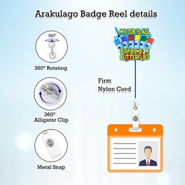 Arakulago Phlebotomy Badge Reel Retractable for Nurse Phlebotomist Nursing Badge Holder with ID Clip Accessories My Job is Rainbow & Butterflies RN CNA Funny Name Badge Clip Medical Assistant Acrylic