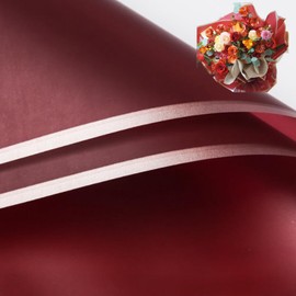 20 Sheet Gold Edge Flower Wrapping Paper，Waterproof Floral Bouquet Wrapping Paper Florist Bouquet Supplies for DIY Crafts Packaging Bouquet Wedding Birthday Party，22.5x22.5 inch (Crimson)