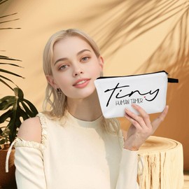 MoCaliduccious Tiny Human Tamer Funny Babysitter Mom Gifts for Women Funny Kindergarten Teacher Gift Daycare Teachers Makeup Cosmetic Bag Organizer Teachers' Day Appreciation Gift Travel Toiletry Bag