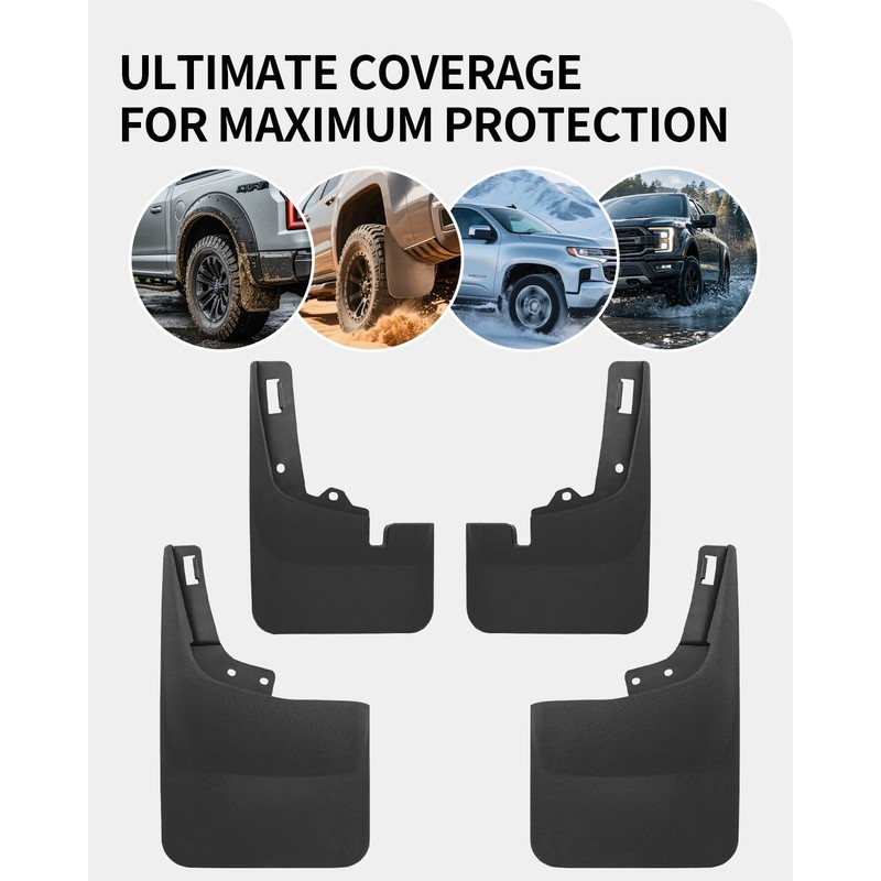 Yldqcfu Mud Flaps for Ford F150 (2021-2023) ，4pc Heavy-Duty Splash