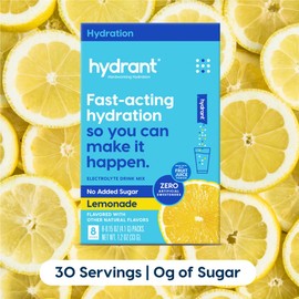 Hydrant - Hydration Powder, Lemonade Flavor, 8 Individual Sugar-Free Instant Electrolyte Rehydration Packets - Zero Sugar Drink Mix for Daily Use, Travel & Workouts