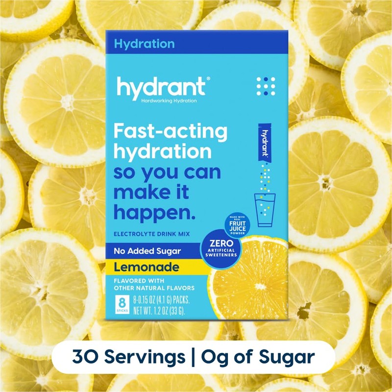 Hydrant - Hydration Powder, Lemonade Flavor, 8 Individual Sugar-Free Instant