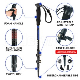 Collapsible Trekking Poles for Hiking 2 Pack - Adjustable Aluminum Hiking Poles, Lightweight Nordic Walking Sticks for Women, Men, Seniors, Kids, Hiking Sticks for Backpacking by Underwood Aggregator