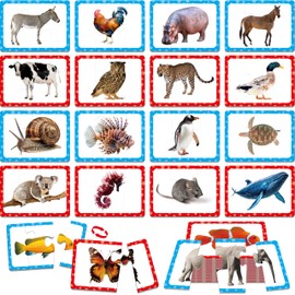 48 Animal Matching Puzzles with Error-Correction, 3-Piece Self-Correcting Puzzle Matching Game Educational Learning Activities for Toddlers, Animal-Themed Learning Games Toys for 3 Years Old