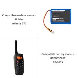 TAWUZUOR BT-1035 Upgrade Battery for Uniden Atlantis 270 BBTG092001 Walkie Talkie 7.4V 1100 mah