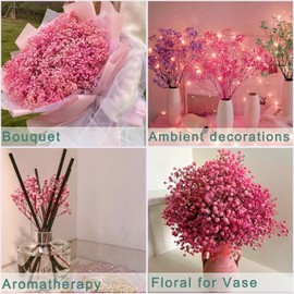 4000+ Pink-Dried-Babys-Breath-Flowers-Bouquet, 17.2In Pink Flower, Natural Gypsophila Branches for Wedding, Valentine's Day, Dry Flowers Bulk for Vase, Home Party Decor, DIY Wreath Floral