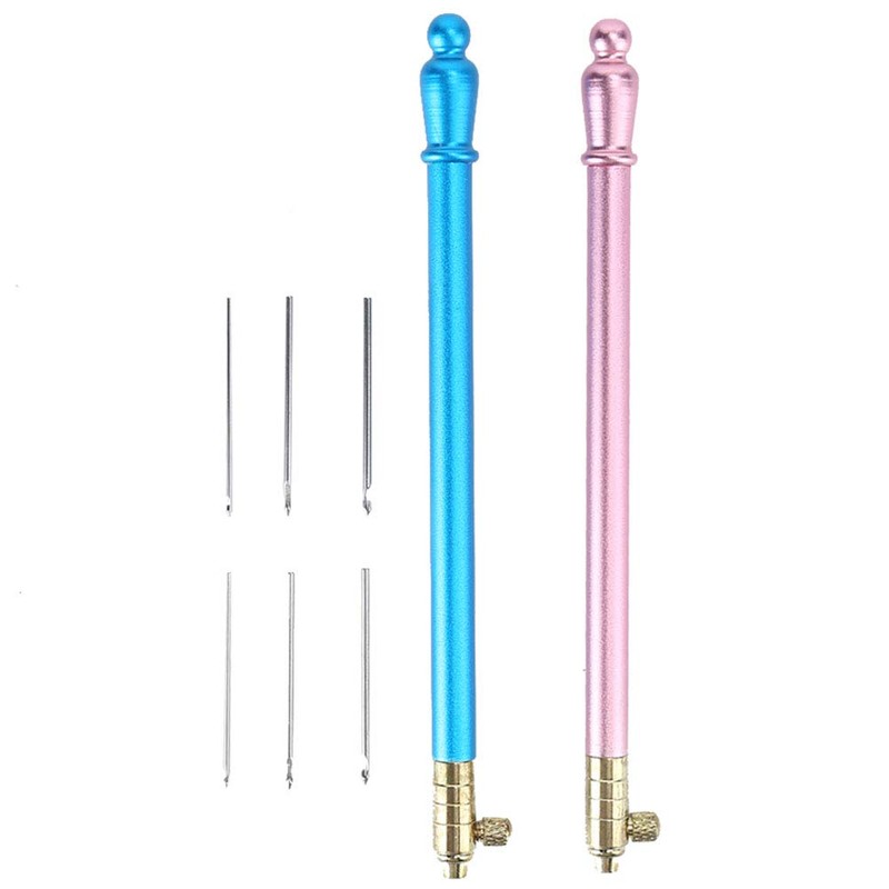 2Pcs Crochet Hooks with 6 Needles, Tambour Embroidery Beading Sequins
