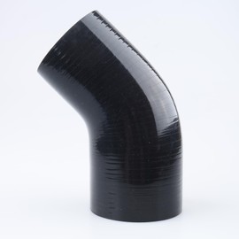 AC PERFORMANCE ID 3" to 2.75" (76mm to 70mm), 45 Degree Elbow Reducer Coupler, Leg Length 3.5" (90mm), 3-Ply Reinforced, Universal Automotive Silicone Hose, Black