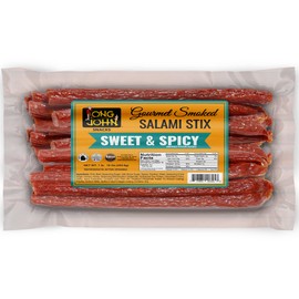 Long John Snacks Sweet & Spicy Dried Salami Stix – Made with Premium Pork & Beef Smoked Cuts – Gluten-Free, Bold Flavor & High Heat – Perfect Blend of Sweet & Spicy–16oz.